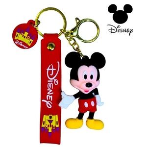 Keychain Mickey Mouse Disney 3D Character Key Ring Wrist Lanyard Pendant Bag